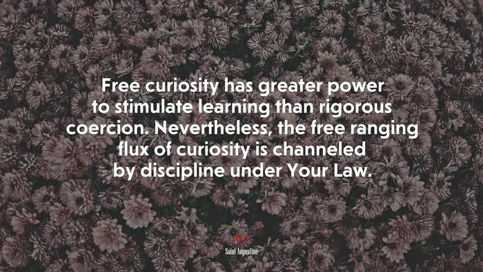 Free curiosity has greater power to stimulate learning than rigorous coercion. Nevertheless, the free ranging flux of curiosity is channeled by discipline under Your Law. | Saint Augustine quote