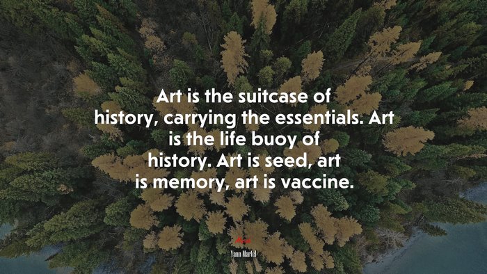 Art is the suitcase of history, carrying the essentials. Art is the life buoy of history. Art is seed, art is memory, art is vaccine. | Yann Martel quote