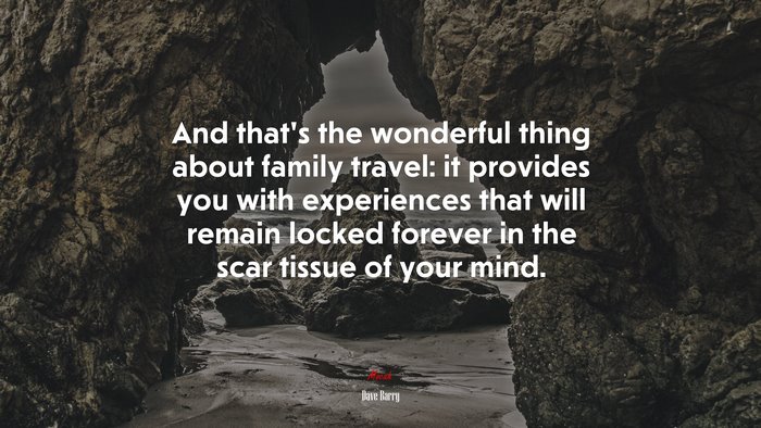 And that’s the wonderful thing about family travel: it provides you with experiences that will remain locked forever in the scar tissue of your mind. | Dave Barry quote