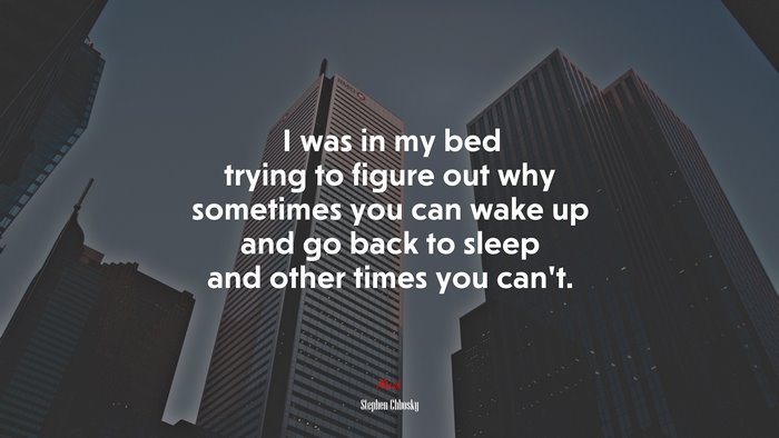 I was in my bed trying to figure out why sometimes you can wake up and go back to sleep and other times you can’t. | Stephen Chbosky quote