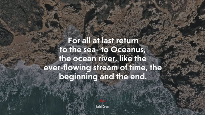 For all at last return to the sea- to Oceanus, the ocean river, like the ever-flowing stream of time, the beginning and the end. | Rachel Carson quote