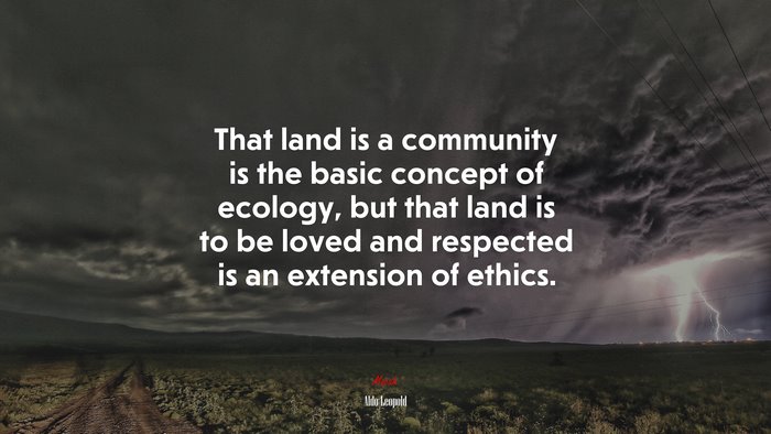 That land is a community is the basic concept of ecology, but that land is to be loved and respected is an extension of ethics. | Aldo Leopold quote
