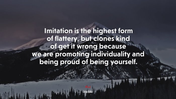 Imitation is the highest form of flattery, but clones kind of get it wrong because we are promoting individuality and being proud of being yourself. | Brian Molko quote