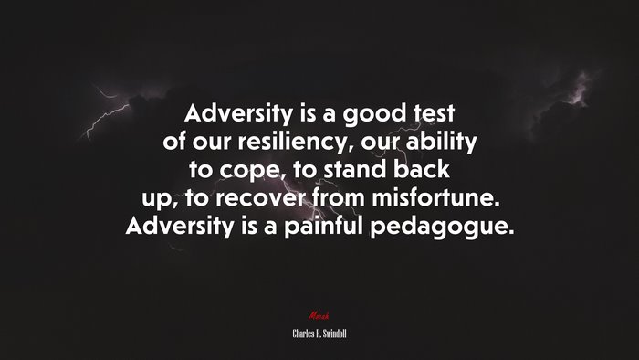 Adversity is a good test of our resiliency, our ability to cope, to stand back up, to recover from misfortune. Adversity is a painful pedagogue. | Charles R. Swindoll quote