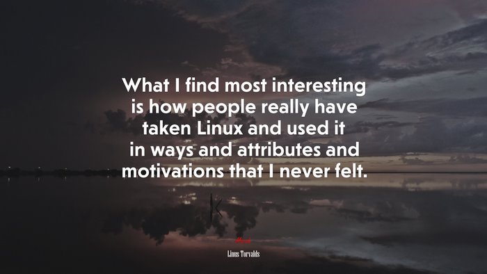 What I find most interesting is how people really have taken Linux and used it in ways and attributes and motivations that I never felt. | Linus Torvalds quote