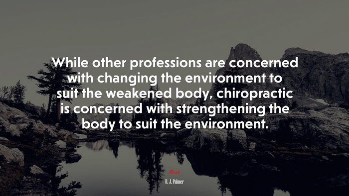 While other professions are concerned with changing the environment to suit the weakened body, chiropractic is concerned with strengthening the body to suit the environment. | B. J. Palmer quote