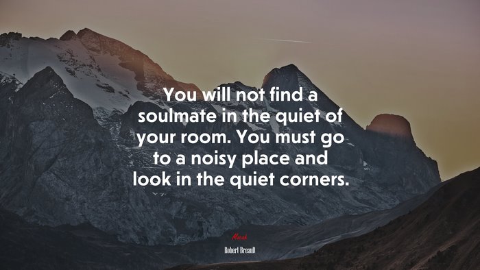 You will not find a soulmate in the quiet of your room. You must go to a noisy place and look in the quiet corners. | Robert Breault quote