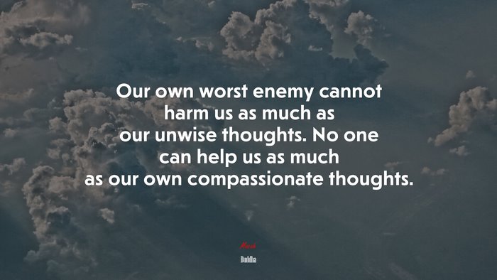Our own worst enemy cannot harm us as much as our unwise thoughts. No one can help us as much as our own compassionate thoughts. | Buddha quote