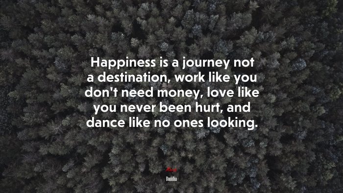 Happiness is a journey not a destination, work like you don’t need money, love like you never been hurt, and dance like no ones looking. | Buddha quote