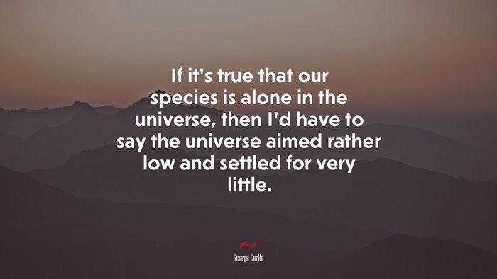 If its true that our species is alone in the universe, then I’d have to say the universe aimed rather low and settled for very little. | George Carlin quote