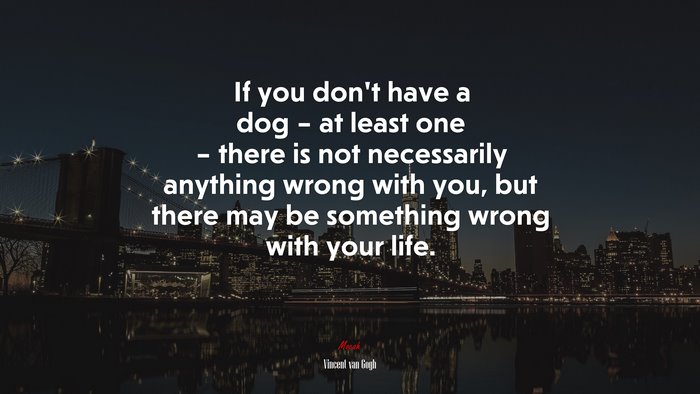 If you don’t have a dog – at least one – there is not necessarily anything wrong with you, but there may be something wrong with your life. | Vincent van Gogh quote