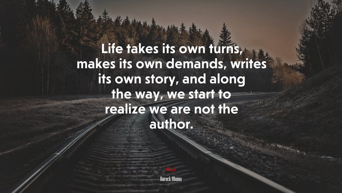 Life takes its own turns, makes its own demands, writes its own story, and along the way, we start to realize we are not the author. | Barack Obama quote