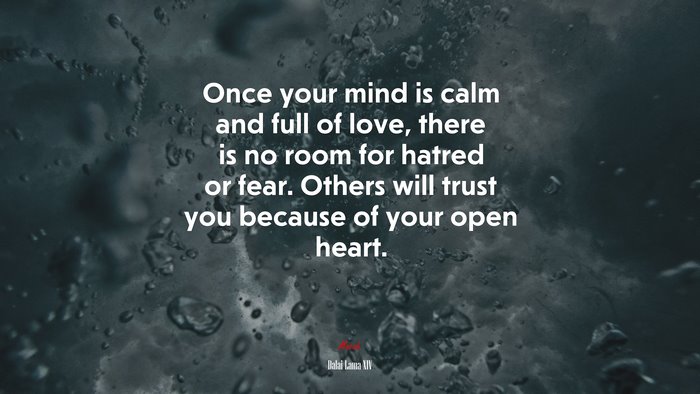 Once your mind is calm and full of love, there is no room for hatred or fear. Others will trust you because of your open heart. | Dalai Lama XIV quote