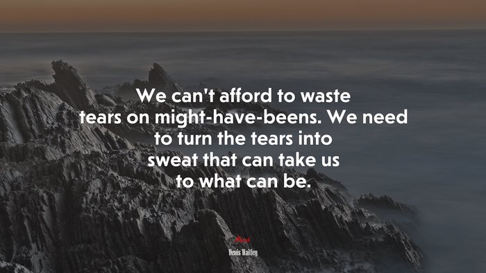We can’t afford to waste tears on might-have-beens. We need to turn the tears into sweat that can take us to what can be. | Denis Waitley quote