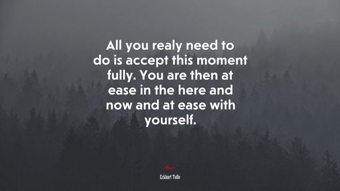 All you realy need to do is accept this moment fully. You are then at ease in the here and now and at ease with yourself. | Eckhart Tolle quote