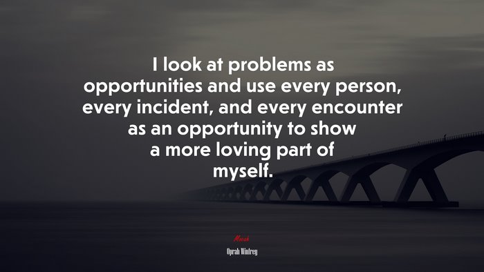 I look at problems as opportunities and use every person, every incident, and every encounter as an opportunity to show a more loving part of myself. | Oprah Winfrey quote