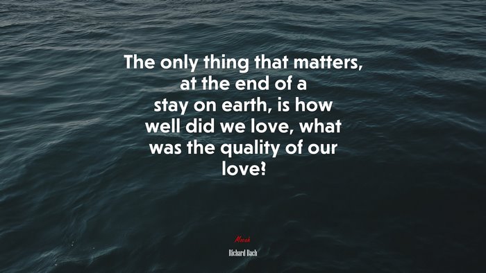 The only thing that matters, at the end of a stay on earth, is how well did we love, what was the quality of our love? | Richard Bach quote