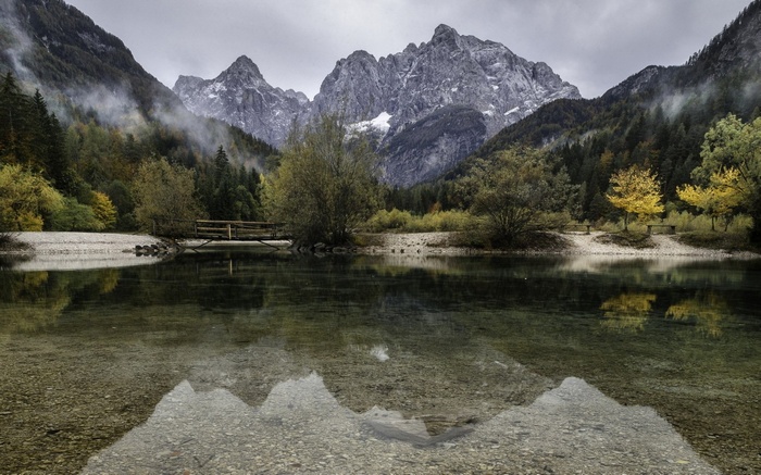 Lake and Mountains in Autumn