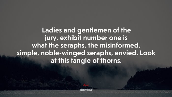 Ladies and gentlemen of the jury, exhibit number one is what the seraphs, the misinformed, simple, noble-winged seraphs, envied. Look at this tangle of thorns. | Vladimir Nabokov quote