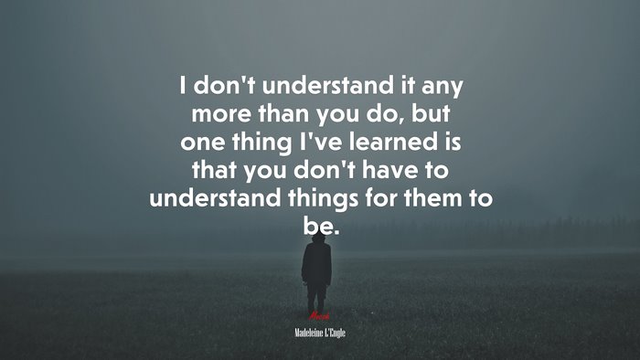 I don’t understand it any more than you do, but one thing I’ve learned is that you don’t have to understand things for them to be. | Madeleine LEngle quote