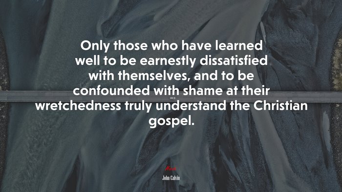 Only those who have learned well to be earnestly dissatisfied with themselves, and to be confounded with shame at their wretchedness truly understand the Christian gospel. | John Calvin quote
