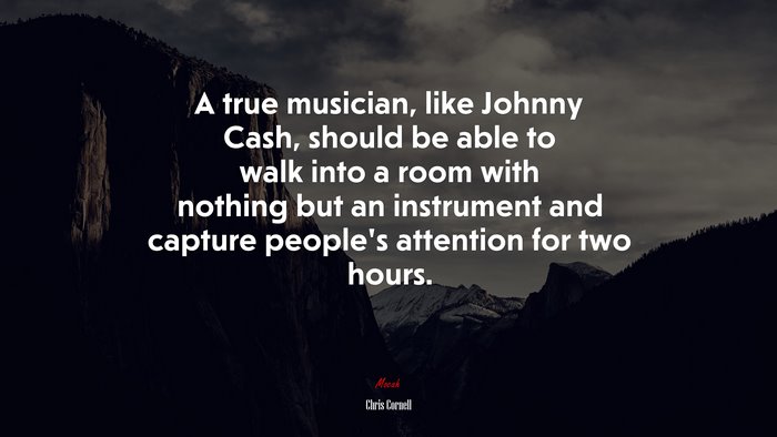 A true musician, like Johnny Cash, should be able to walk into a room with nothing but an instrument and capture people’s attention for two hours. | Chris Cornell quote