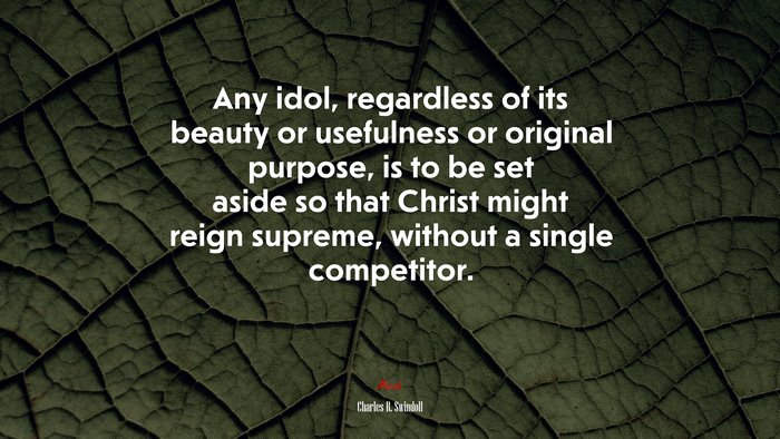 Any idol, regardless of its beauty or usefulness or original purpose, is to be set aside so that Christ might reign supreme, without a single competitor. | Charles R. Swindoll quote