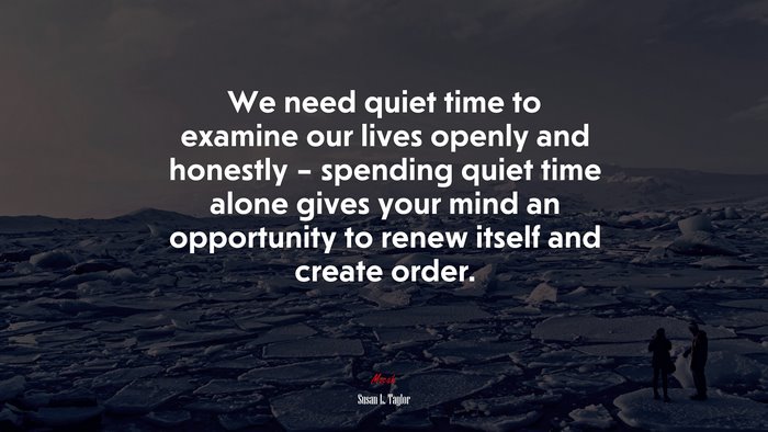 We need quiet time to examine our lives openly and honestly – spending quiet time alone gives your mind an opportunity to renew itself and create order. | Susan L. Taylor quote