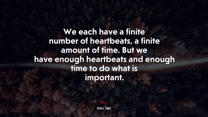 We each have a finite number of heartbeats, a finite amount of time. But we have enough heartbeats and enough time to do what is important. | Susan L. Taylor quote