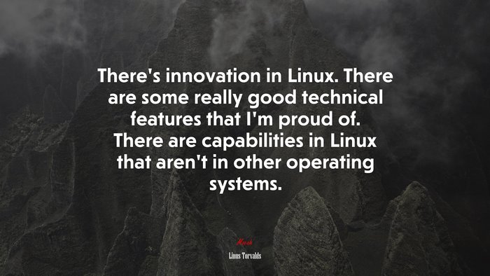 There’s innovation in Linux. There are some really good technical features that I’m proud of. There are capabilities in Linux that aren’t in other operating systems. | Linus Torvalds quote