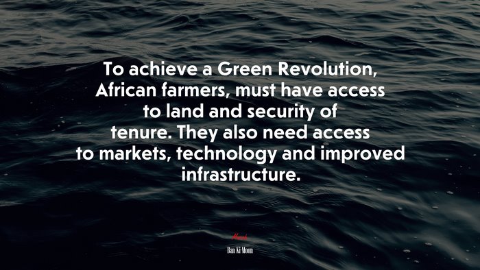 To achieve a Green Revolution, African farmers, must have access to land and security of tenure. They also need access to markets, technology and improved infrastructure. | Ban Ki-Moon quote