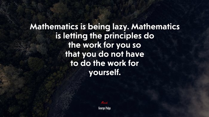 Mathematics is being lazy. Mathematics is letting the principles do the work for you so that you do not have to do the work for yourself. | George Pólya quote