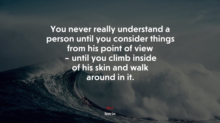 You never really understand a person until you consider things from his point of view – until you climb inside of his skin and walk around in it. | Harper Lee quote
