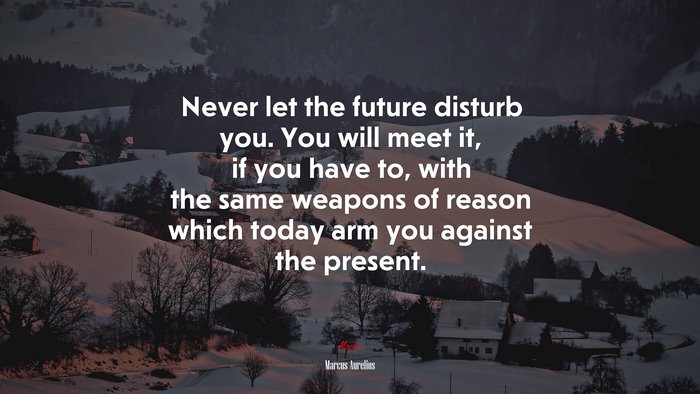 Never let the future disturb you. You will meet it, if you have to, with the same weapons of reason which today arm you against the present. | Marcus Aurelius quote