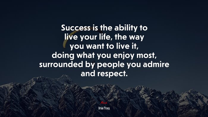 Success is the ability to live your life, the way you want to live it, doing what you enjoy most, surrounded by people you admire and respect. | Brian Tracy quote