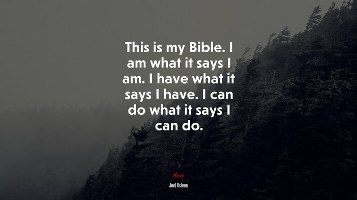 This is my Bible. I am what it says I am. I have what it says I have. I can do what it says I can do. | Joel Osteen quote