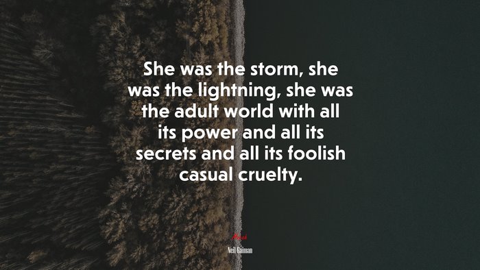 She was the storm, she was the lightning, she was the adult world with all its power and all its secrets and all its foolish casual cruelty. | Neil Gaiman quote