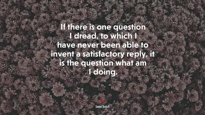 If there is one question I dread, to which I have never been able to invent a satisfactory reply, it is the question what am I doing. | Samuel Beckett quote