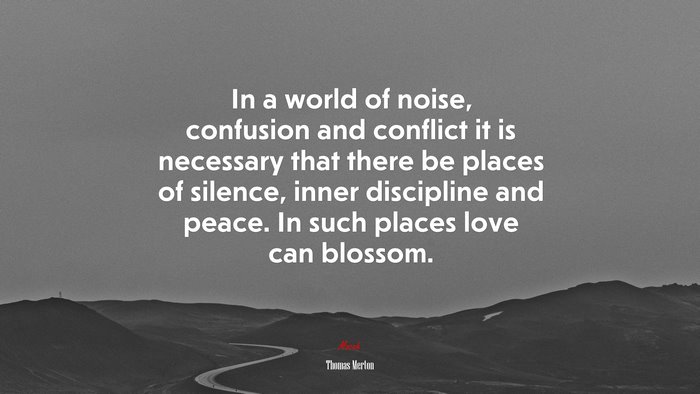 In a world of noise, confusion and conflict it is necessary that there be places of silence, inner discipline and peace. In such places love can blossom. | Thomas Merton quote
