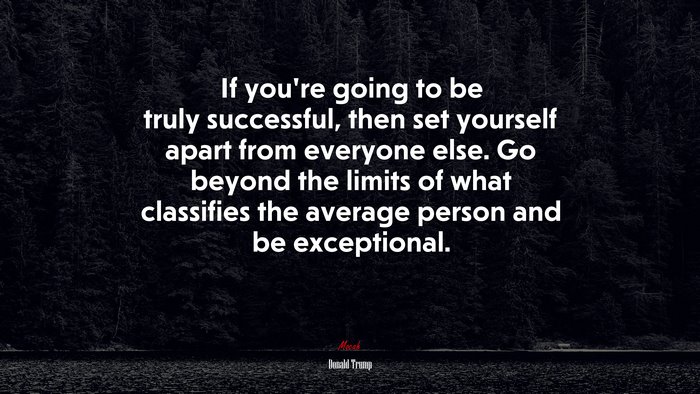 If you’re going to be truly successful, then set yourself apart from everyone else. Go beyond the limits of what classifies the average person and be exceptional. | Donald Trump quote