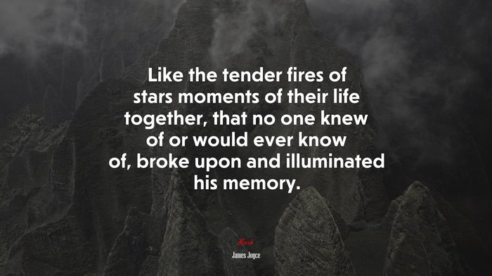 Like the tender fires of stars moments of their life together, that no one knew of or would ever know of, broke upon and illuminated his memory. | James Joyce quote