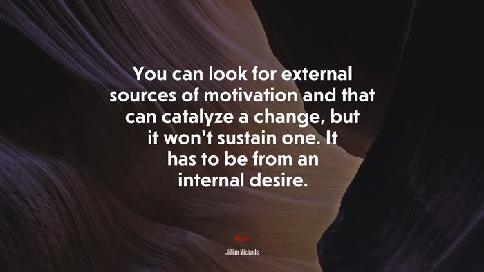 You can look for external sources of motivation and that can catalyze a change, but it won’t sustain one. It has to be from an internal desire. | Jillian Michaels quote