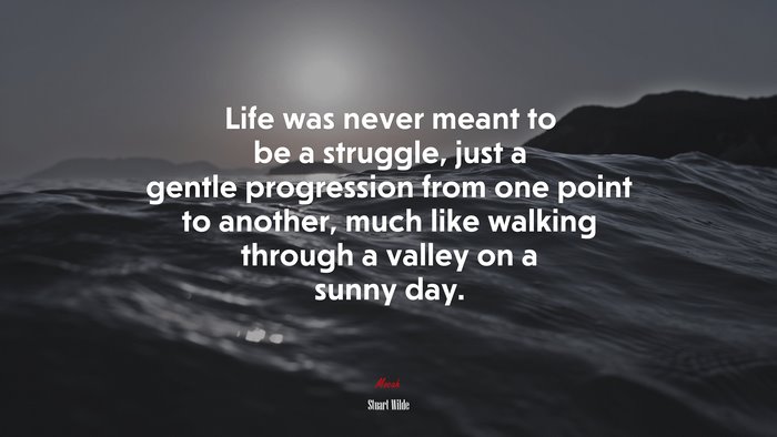 Life was never meant to be a struggle, just a gentle progression from one point to another, much like walking through a valley on a sunny day. | Stuart Wilde quote
