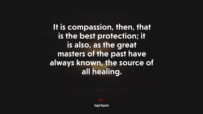 It is compassion, then, that is the best protection; it is also, as the great masters of the past have always known, the source of all healing. | Sogyal Rinpoche quote