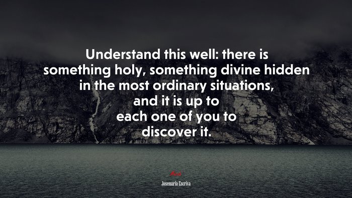 Understand this well: there is something holy, something divine hidden in the most ordinary situations, and it is up to each one of you to discover it. | Josemaría Escrivá quote