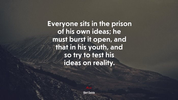 Everyone sits in the prison of his own ideas; he must burst it open, and that in his youth, and so try to test his ideas on reality. | Albert Einstein quote