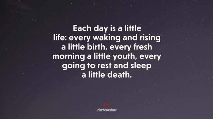 Each day is a little life: every waking and rising a little birth, every fresh morning a little youth, every going to rest and sleep a little death. | Arthur Schopenhauer quote