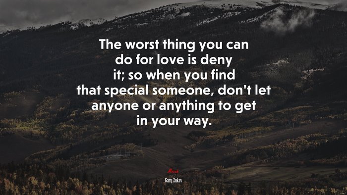 The worst thing you can do for love is deny it; so when you find that special someone, don’t let anyone or anything to get in your way. | Gary Zukav quote