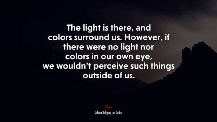 The light is there, and colors surround us. However, if there were no light nor colors in our own eye, we wouldn’t perceive such things outside of us. | Johann Wolfgang von Goethe quote