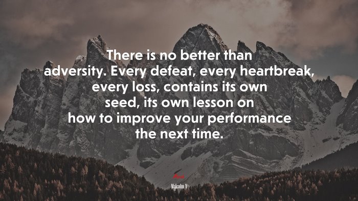 There is no better than adversity. Every defeat, every heartbreak ...